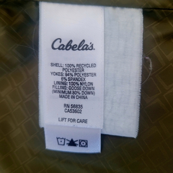 Cabela's 650 Goose Down Filled Piffer Jacket. Size L - Picture 10 of 12